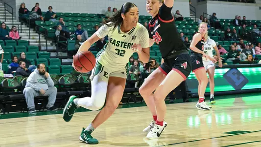 Tayra Eke driving to the basket