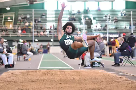 Yvan Lopes Ribeiro long jumps at the 2024 MAC Indoor Track & Field Championships