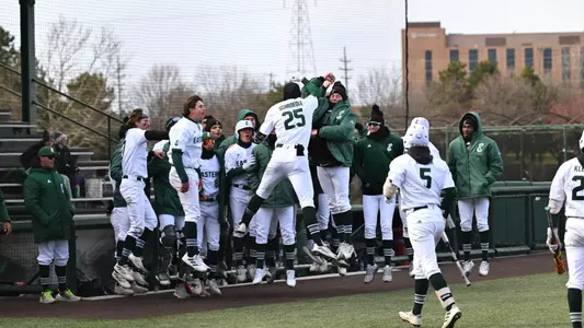 Schroedle celebrates home run vs WMU, March 24 (G2)