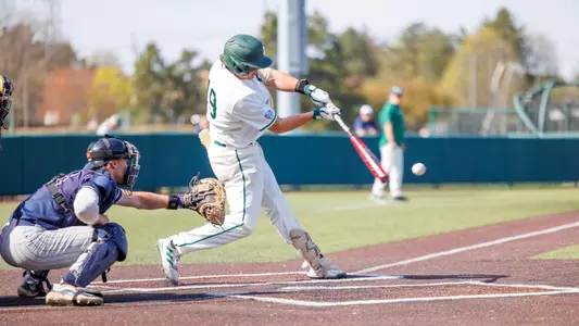 Lucas Johnson gets a hit against Butler, April 16, 2024