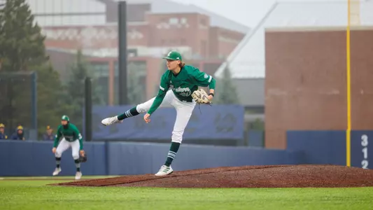 Liam Baker pitches at Michigan, April 2, 2024