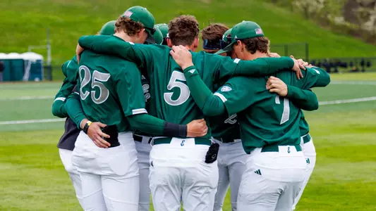 Baseball team huddle at Oakland, April 23, 2024