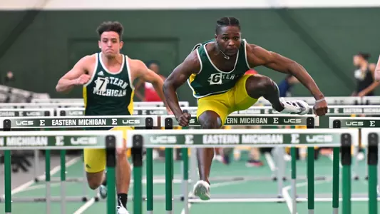 Almighty Williamson runs the 60-meter hurdles at the Inaugural Bob Parks Memorial Meet, Jan. 20, 2024