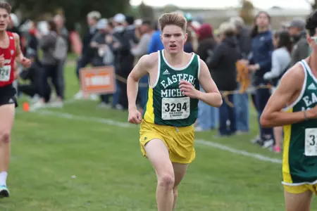 Sam Peterson runs at the 2023 MAC Cross Country Championships, Oct. 28, 2023