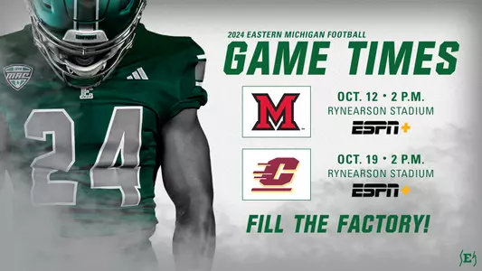 Game Time Announcements: 2024 FB vs. Miami, vs. Central Michigan graphic
