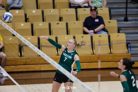 The Eastern Michigan University volleyball team compete in the Popcorn Classic vs Valparaiso, September 1st, 2023. (Photo by: Walt Middleton Photography)
