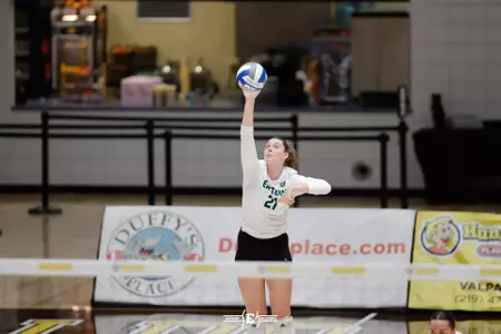 The Eastern Michigan University volleyball team compete in the Popcorn Classic at Valparaiso University vs. Oakland, September 1st, 2023. (Photo by: Walt Middleton Photography)