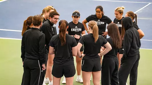 Tennis Team Huddle 2025 vs. Ferris State