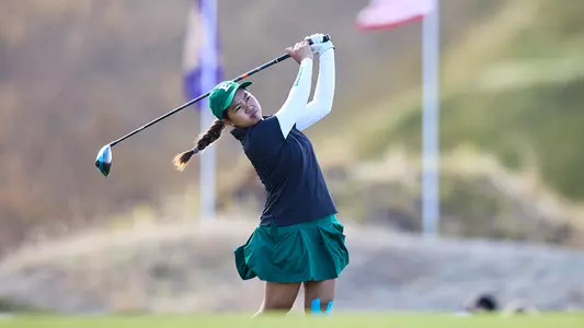 Baiyok Sukterm takes a swing at the Leadership & Golf Invitational in University Place, Wash.