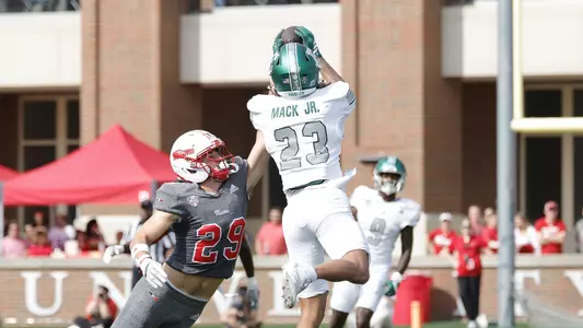 Harold Mack Jr. pulls in a catch at Miami, Oct. 18, 2025