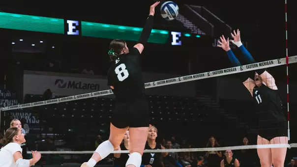 Bri Struck striking a volleyball against Buffalo, Oct. 24