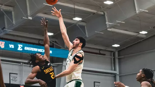 Mo Habhab shooting a basketball with his right hand against Tuskegee, Oct. 30, 2025