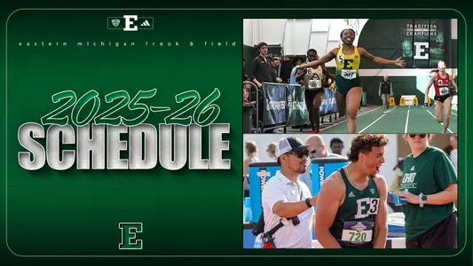 2025-26 Track and Field Schedule Announcement featuring Saraiah Walkes and Samuel Jeffery