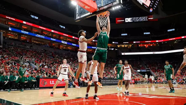 Mo Habhab dunking a basketball at Louisville, Nov. 24, 2025