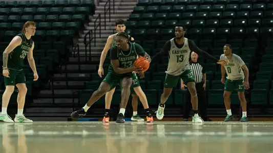 John Shanu II dribbling and playing offense