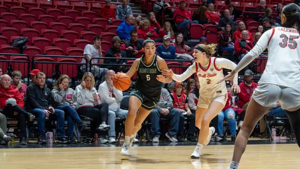 Fernanda Ovalle dribbles the ball at Ball State, Dec. 20, 2025