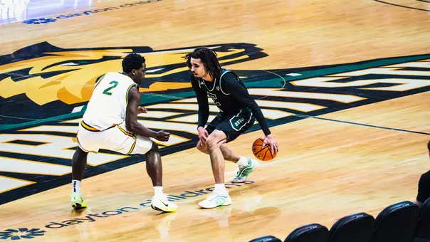 Addison Patterson dribbling a basketball at Wright State, Dec. 22, 2025
