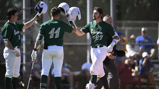 Harrison Travis celebrates a home run against Pitt, Feb. 15, 2025