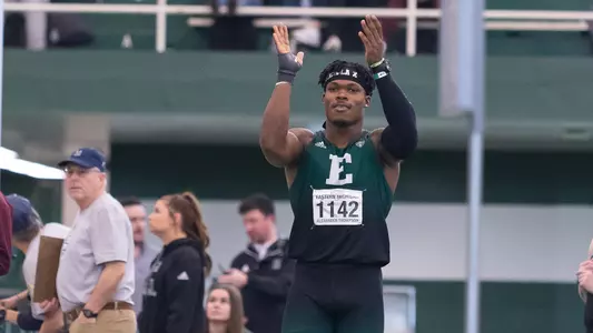 Formula Thompson prepares to jump at the 2025 MAC Indoor T&F Championships