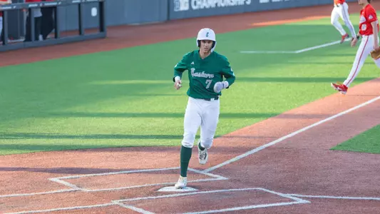 Logan Hugo scores a run at Ohio State, March 11, 2025