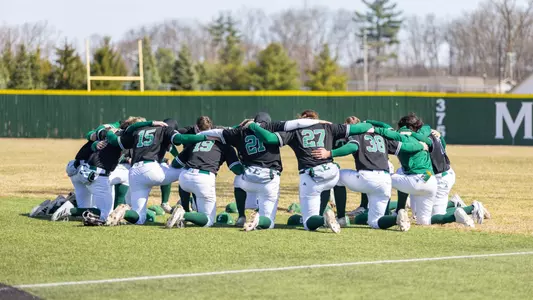 Baseball team huddle 2025