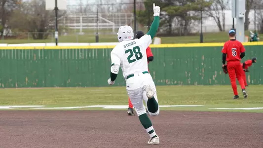 Ty Stecko rounds the bases after a home run against Ball State in the 2025 season