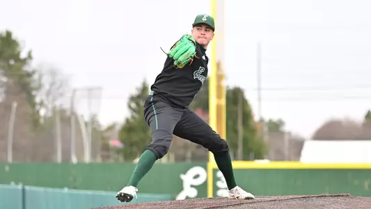 Drew Beckner pitches in the 2025 baseball season