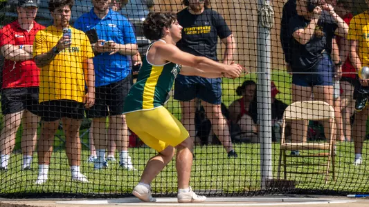 Jake McEachern competes in the hammer throw at the 2025 MAC Outdoor Track & Field Championships