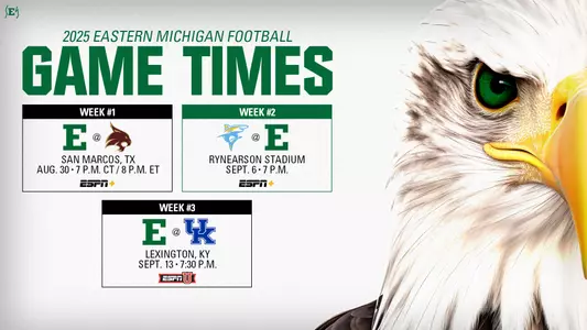 Kickoff Times, TV Set for Three EMU Football Games