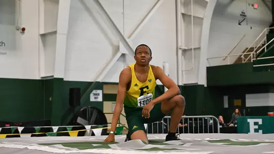 Julien Badoo on the mat after pole vaulting at the 2025 MAC ITF Championships