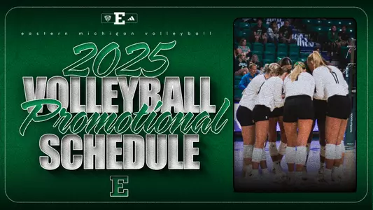 2025 EMU Volleyball Promotional Schedule Graphic
