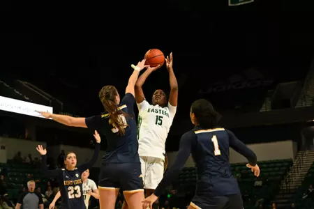 Believe Tshibangu shoots the ball against Kent State, on Jan. 10, 2026