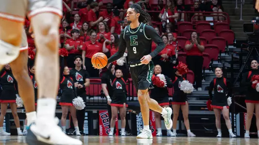 Addison Patterson dribbling a basketball at Ball State, Jan. 6, 2026