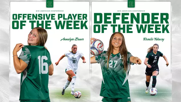Annalyse Bauer (Offensive) and Rosalie Takacsy (Defensive) Soccer MAC POTW, Oct. 6, 2026
