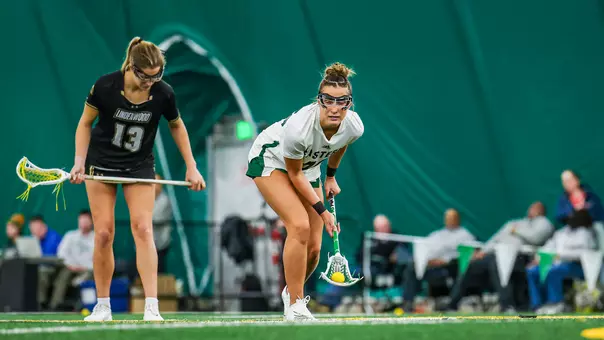 Emma Reichert prepares for a free-position shot against Lindenwood