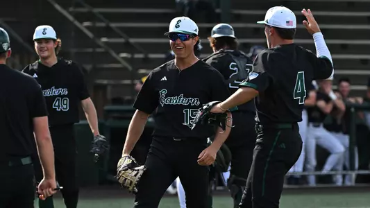 Devan Zirwas celebrates a successful defensive inning in the 2025 season