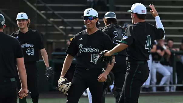 Devan Zirwas celebrates a successful defensive inning in the 2025 season