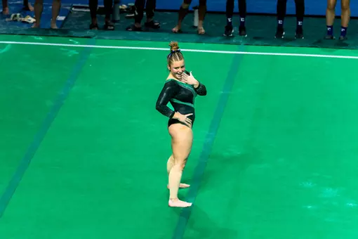 Savanna Dunwoody on Floor During the Central Michigan