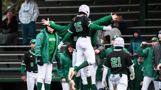 Deavn Zirwas jumps to celebrate a home run in the 2025 season