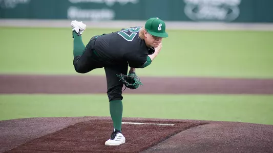 Landon Mueller pitches the ball at Vanderbilt, Feb. 18