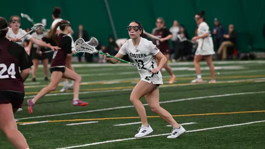 Haley Hodak defends an attacker from Charleston (W.Va.) in the teams' preseason scrimmage in Ypsilanti