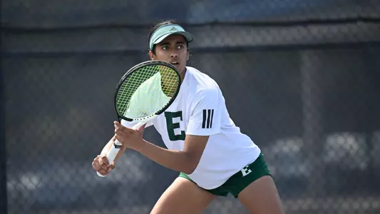 Pehal Kharadkar prepares to return a shot against North Florida