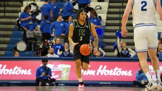 Mehki Ellison dribbling a basketball at Buffalo, March 3, 2026