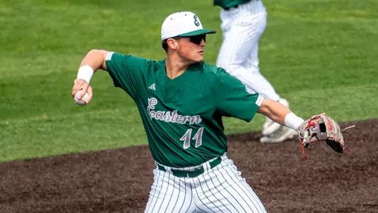 Bruce Jellison throws the ball to first base against Toledo, April 2, 2026