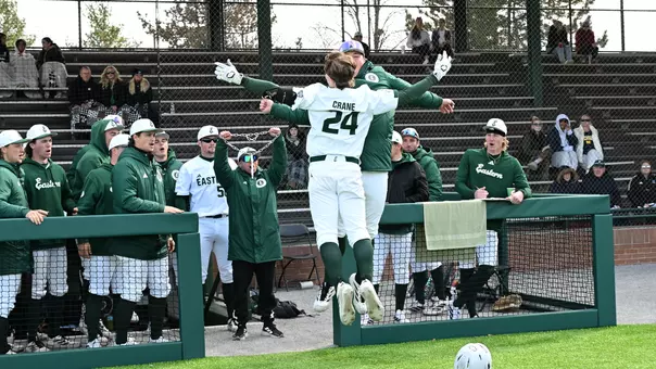 Tristan Crane celebrating a home run against Michigan, April 6, 2026