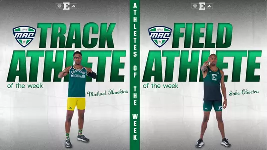 Michael Hawkins and Gabe Oliveira named MAC Men's Track & Field Athletes of the Week, May 12, 2026
