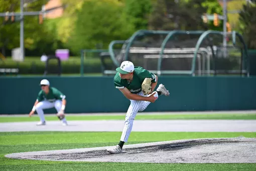 John Carmichael pitches against Ohio at Oestrike Stadium, May 14, 2026