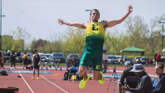 Samuel Jeffery long jump at Len Paddock Open May 8, 2026