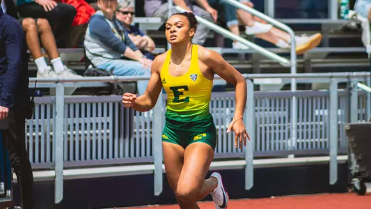Mia Biehl running the 400m at the Len Paddock Open May 8, 2026