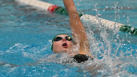 Addy Burrough backstroke against Akron Oct. 31, 2025